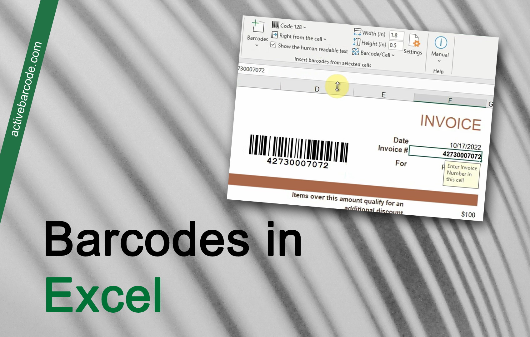 ActiveBarcode: Verknüpfen Sie den Inhalt einer Zelle mit einem Strichcode.