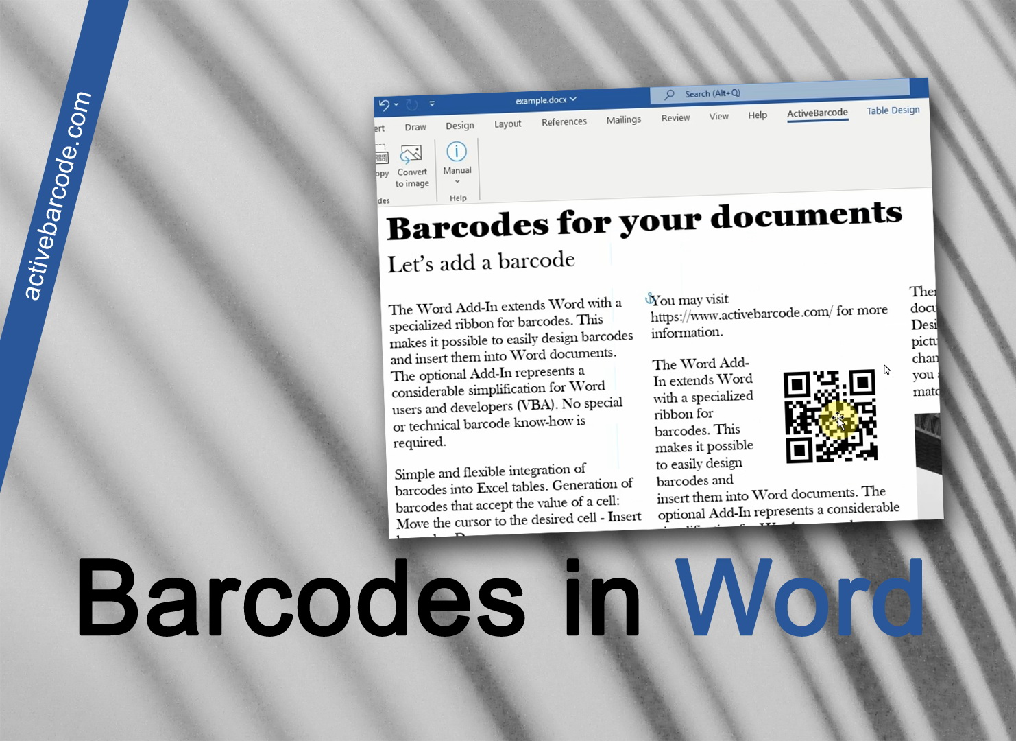 ActiveBarcode: So fügt man einen Barcode in ein Word Dokument ein.